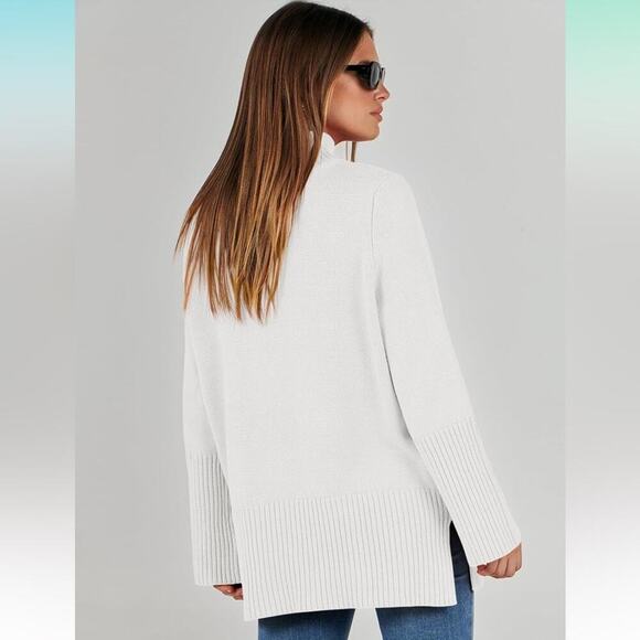 Oversized Turtleneck Sweaters Long SleeveJumper Ribbed Knit Pullover Tops M - Picture 2 of 3